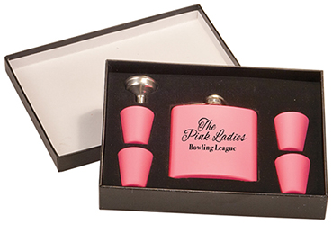 Laserable Flask Gift Set- Matte Pink