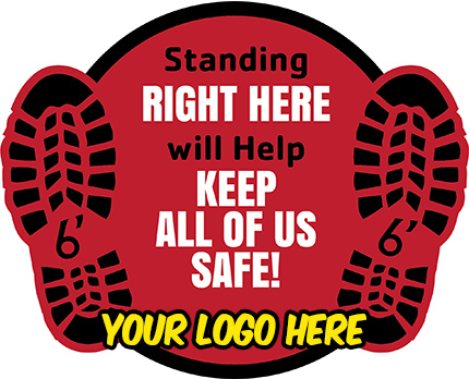 Standing Right Here Will Help Floor Decal with Your Logo - 23x18.5 inch