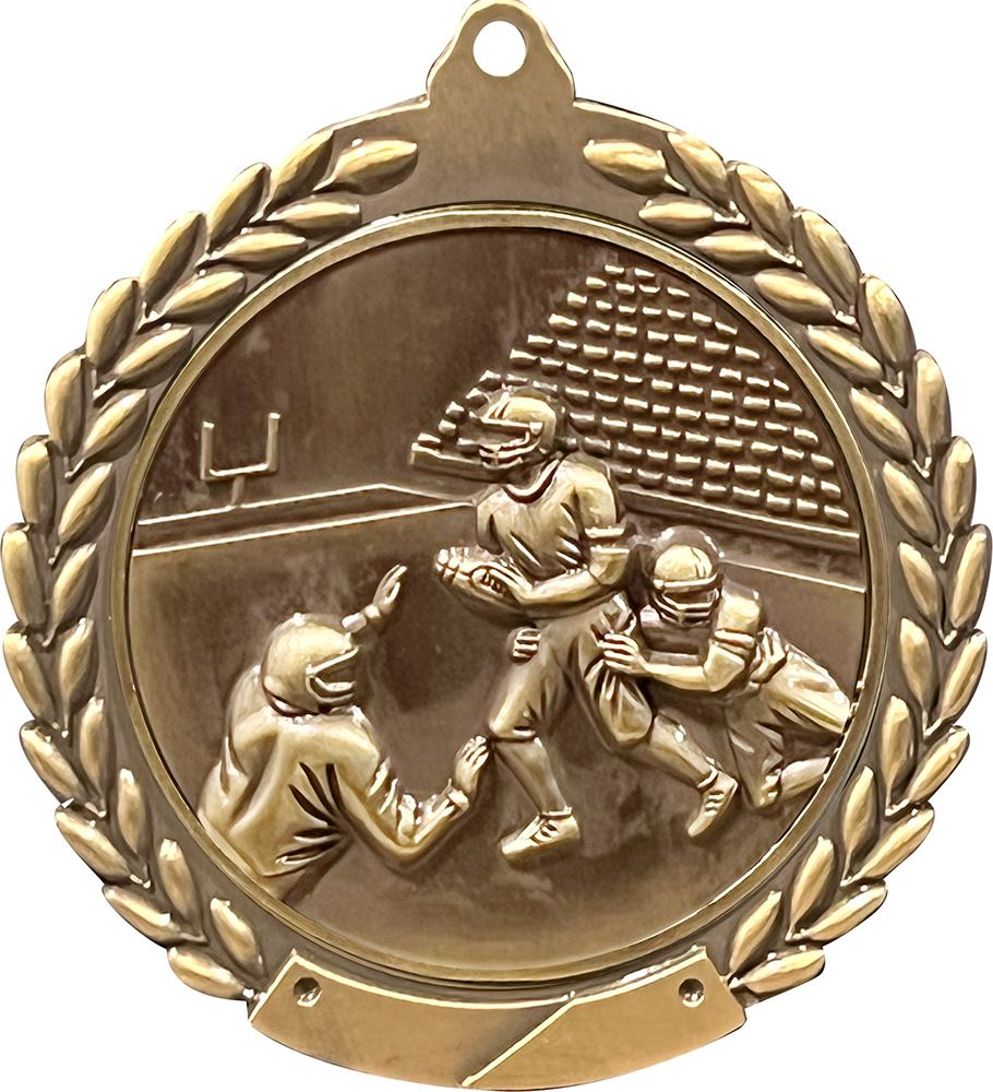 Football 1.75 inch Wreath Framed Diecast Medal