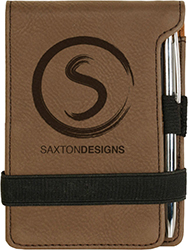 Dark Brown Leatherette Notepad with Pen