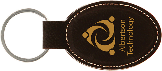 Black Laserable Leatherette Oval Keychain