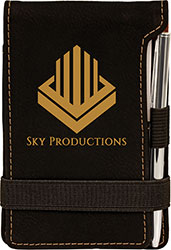 Black Leatherette Notepad with Pen