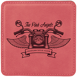 Pink Square Leatherette Coaster