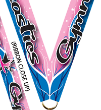 7/8 x 30 in. Gymnastics Blue & Pink Ultra Wave Sateen Ribbon