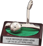 Golf Putter & Ball Silver Plated Award