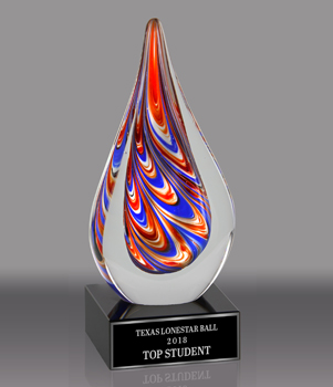 Teardrop-Shaped Art Glass Award
