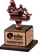Bronze Finish Armchair Fantasy Football Sculpture on Walnut Base