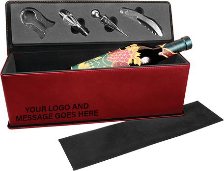 Leatherette Single Wine Box with Tools- Rose