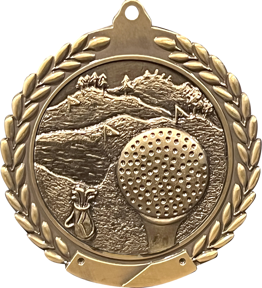 Golf 1.75 inch Wreath Framed Diecast Medal