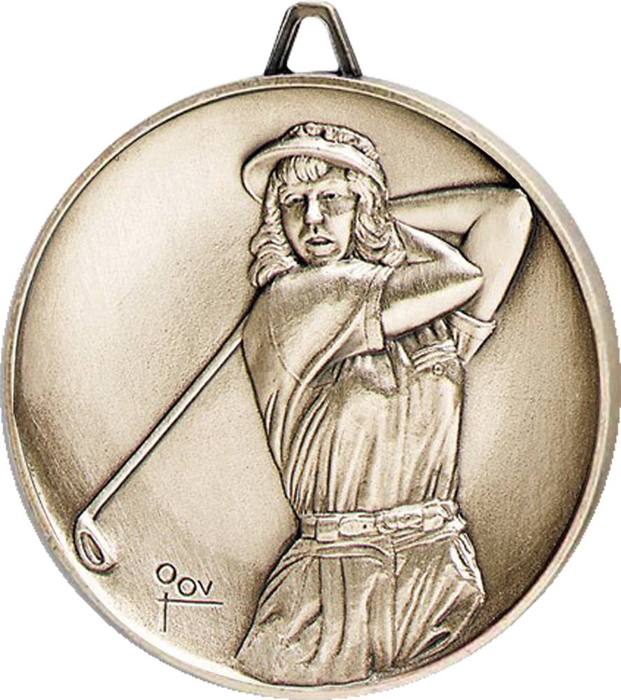 2.5 inch Premium Satin Finish Medal - Golf Female