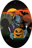 Halloween- Zombie Pumpkin Oval Insert