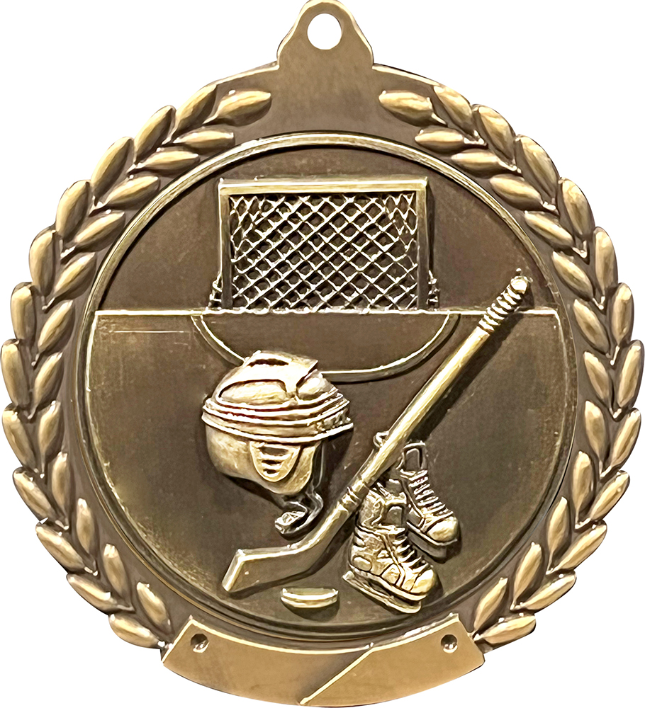Hockey 1.75 inch Wreath Framed Diecast Medal
