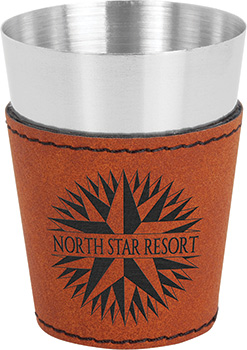 Leatherette Stainless Shot Glass -Rawhide
