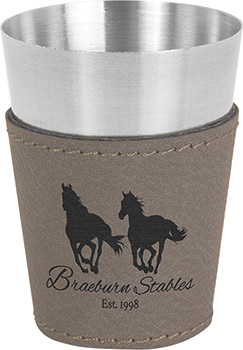 Leatherette Stainless Shot Glass -Gray