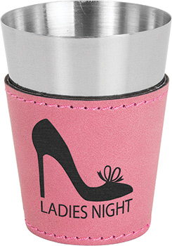 Leatherette Stainless Shot Glass -Pink