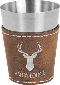 Leatherette Stainless Shot Glass -Rustic/Silver