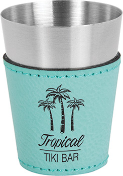 Leatherette Stainless Shot Glass -Teal