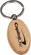 Oval Wooden Key Chain- Maple