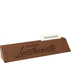 Dark Brown Leatherette Desk Wedge Nameplate with Business Card Holder