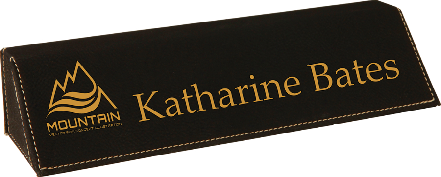 Black Leatherette Desk Wedge Nameplate - 8.75 inch