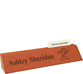 Rawhide Leatherette Desk Wedge Nameplate with Business Card Holder
