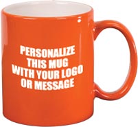 LazerMug Round Ceramic Mug- Orange