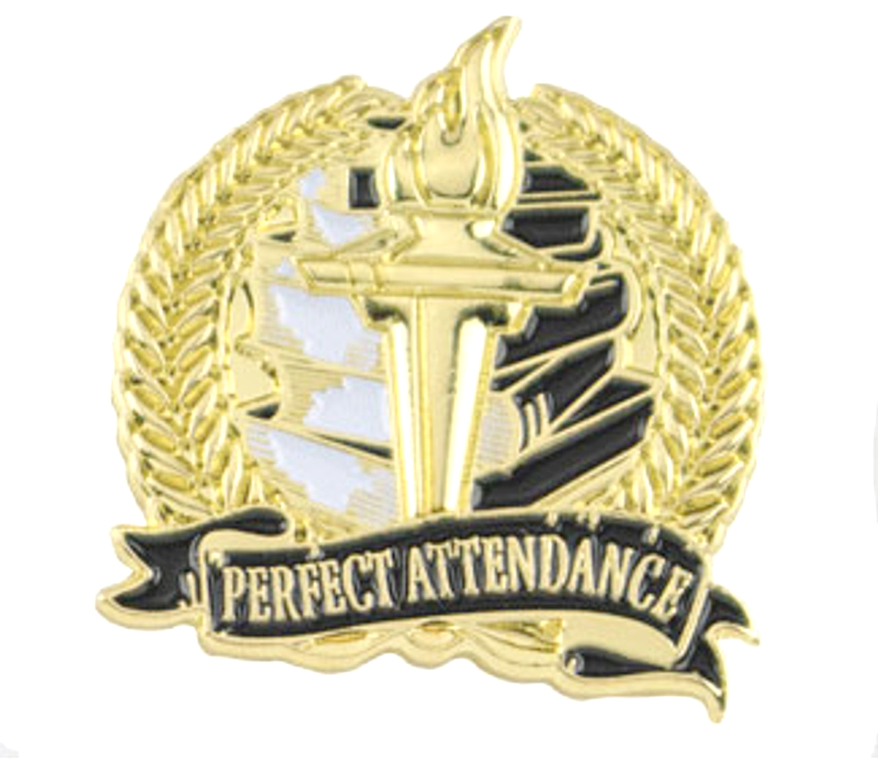 Perfect Attendance Academic Lapel Torch Pin