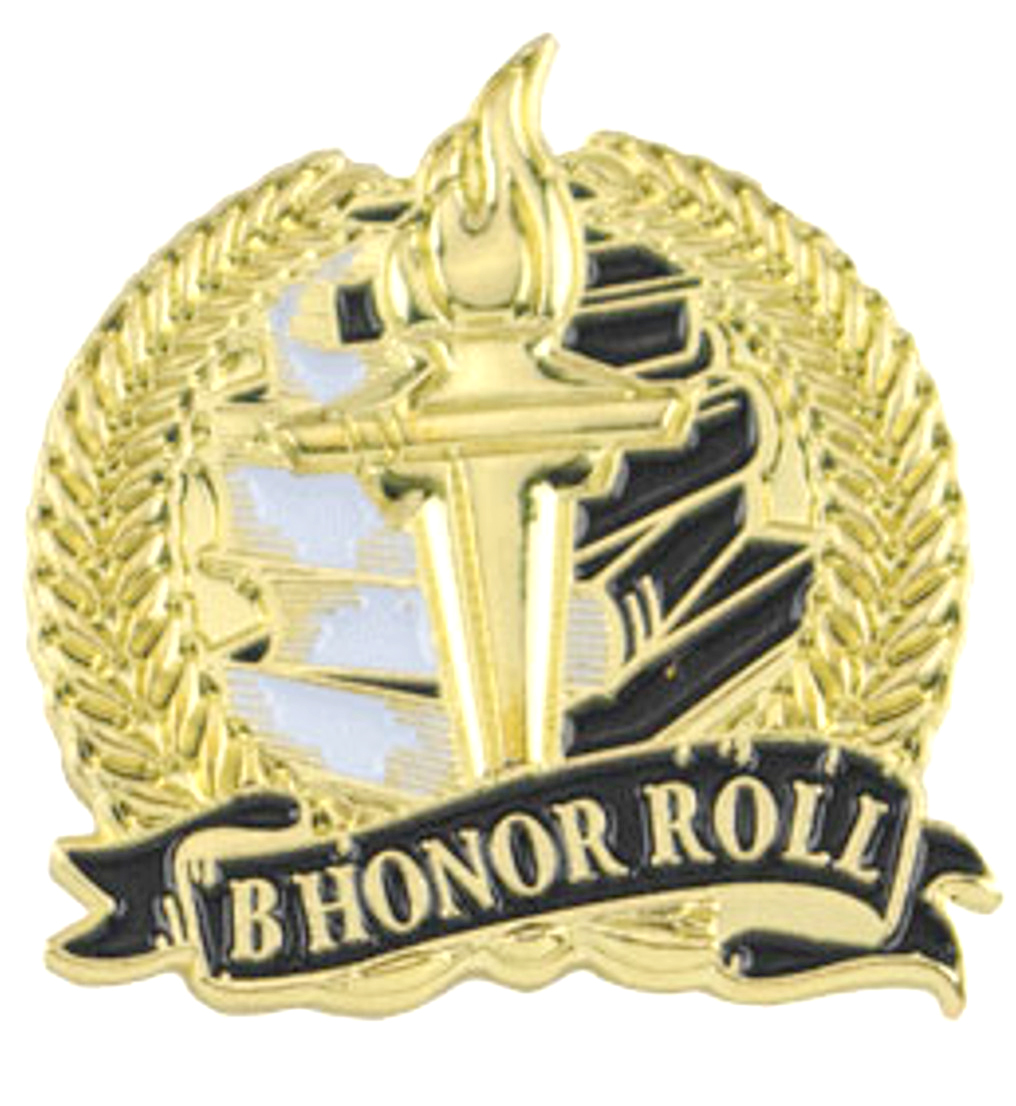 B Honor Roll Academic Lapel Torch Pin