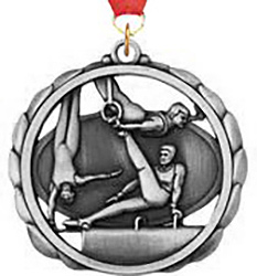 Gymnastics (M) Laser Cut Medal- Silver
