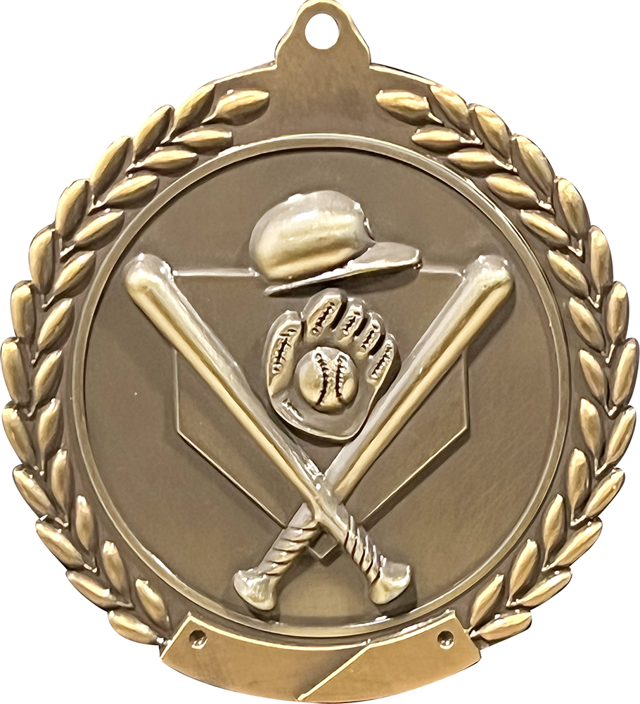 2.75 in Baseball Wreath Framed Medal