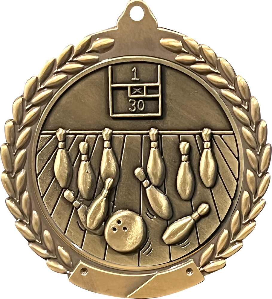 2.75 in Bowling Wreath Framed Medal