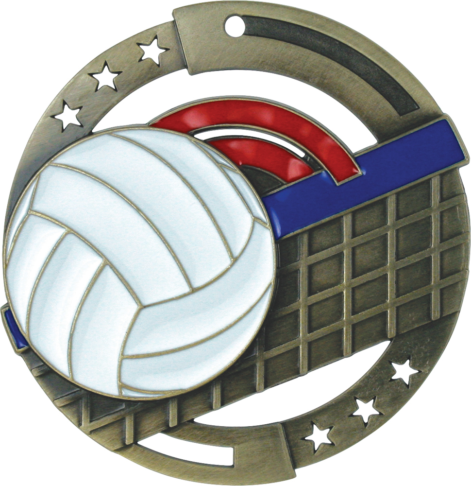 Volleyball Dimensional Color Medal