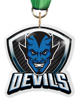 Blue Devil Mascot Shield Colorix Acrylic Medal