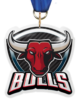 Bulls Mascot Shield Colorix Acrylic Medal