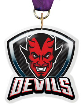 Red Devil Mascot Shield Colorix Acrylic Medal