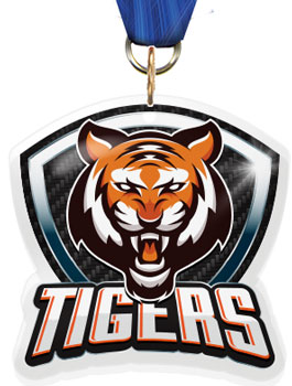 Tigers Mascot Shield Colorix Acrylic Medal