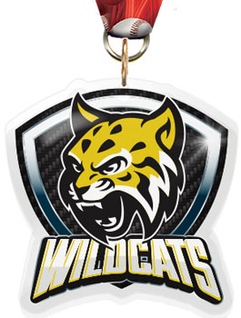 Wildcats Mascot Shield Colorix Acrylic Medal