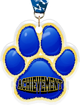 Achievement Paw Acrylic Medal- 2.75 inch