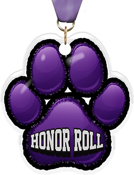 Honor Roll Paw Acrylic Medal- 2.75 inch