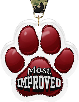 Most Improved Paw Acrylic Medal- 2.75 inch