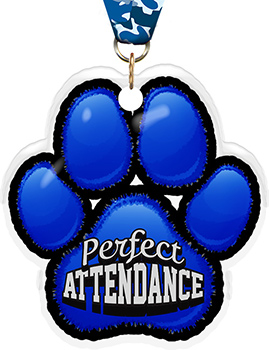 Perfect Attendance Paw Acrylic Medal- 2.75 inch