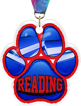 Reading Paw Acrylic Medal- 2.75 inch