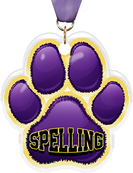 Spelling Paw Acrylic Medal- 2.75 inch