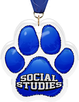 Social Studies Paw Acrylic Medal- 2.75 inch
