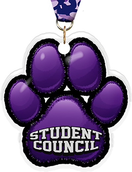 Student Council Paw Acrylic Medal- 2.75 inch