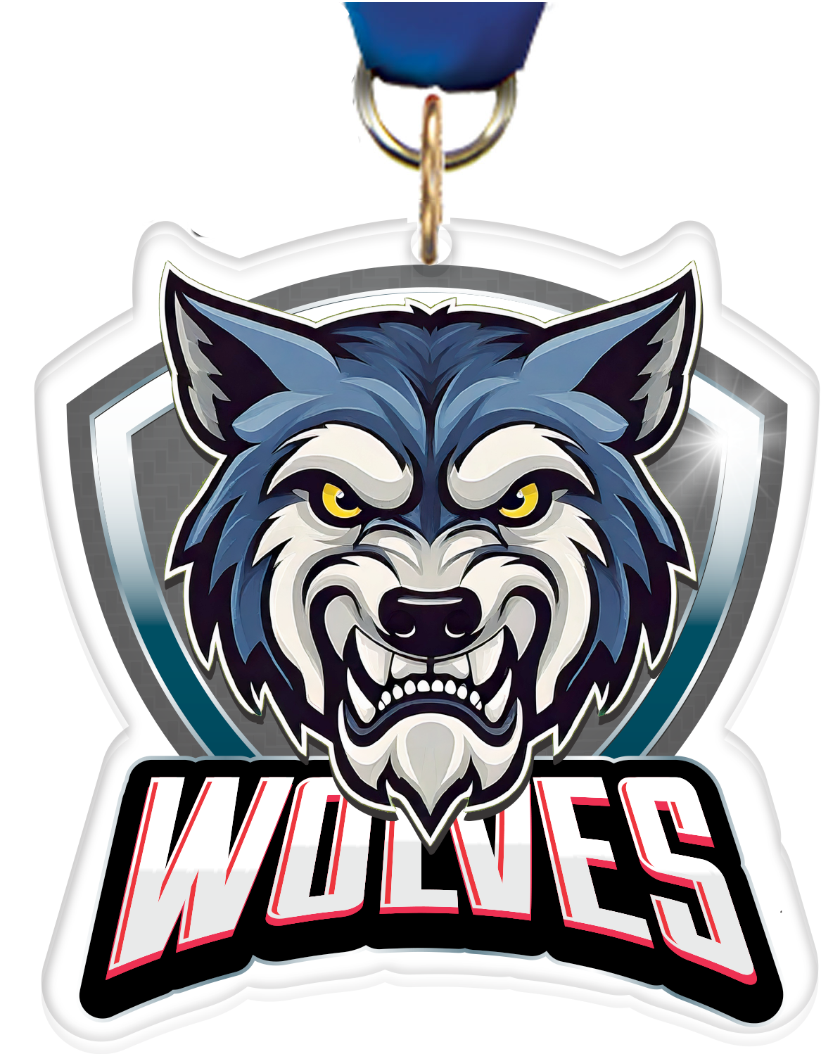 Wolves Mascot Shield Colorix Acrylic Medal