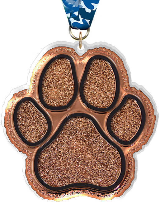 Bronze Glitter Paw Colorix-M Acrylic Medal