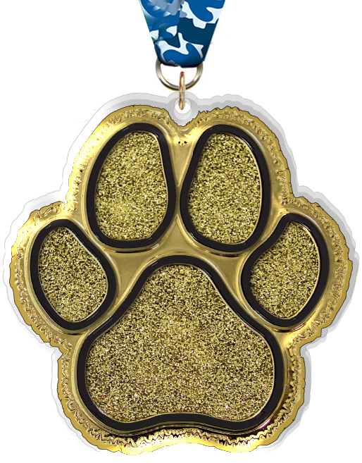 Gold Glitter Paw Colorix-M Acrylic Medal