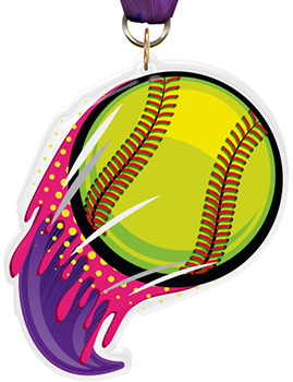 Softball Splatters Colorix-M Acrylic Medal