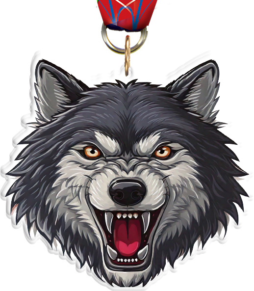 Wolf Mascot Colorix-M Acrylic Medal